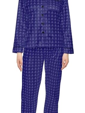 NWT, Come Sail Away - Women's Satin Nautical Navy Pajama Set